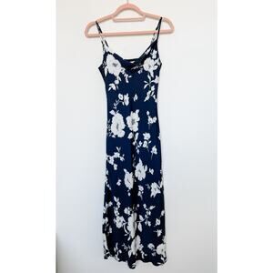 Altar’d State Mallory Floral Cowl Neck Slip Dress‎ Navy Size XS Coquette Cottage